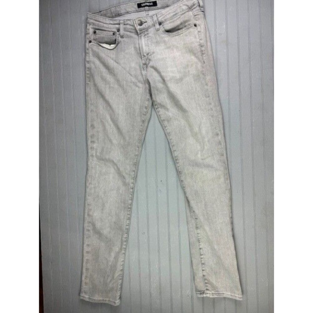 Express Size 32x34 Mens Jeans Slim Light Gray Hyper Stretch (Actual Inseam 32)